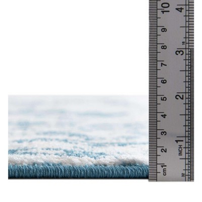 Sofia Collection Blue and Light Blue Low Pile Area Rug