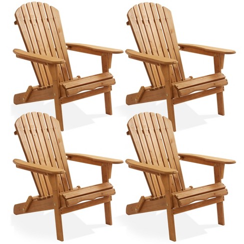 Casafield Folding Adirondack Chairs Set Of 4 Cedar Wood Outdoor