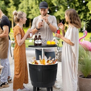 DOMETOUR Outdoor Cooler Table, Height-Adjustable Outdoor Cool Bar w/ 10 Gallon Beer and Wine Cooler, Patio Cooler Ice Cool Bar for Deck Pool Party - 1 of 4