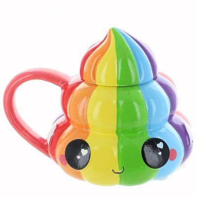 Se7en20 Glitter Galaxy Rainbow Emoji 20oz. Ceramic Mug with Lid