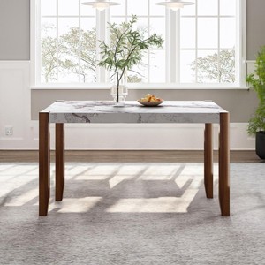 46.5" Modern Rectangular Dining Table for 4 with Faux Marble Top & Solid Wood Legs, Small Space Kitchen Table-3irtyhousy - 1 of 4