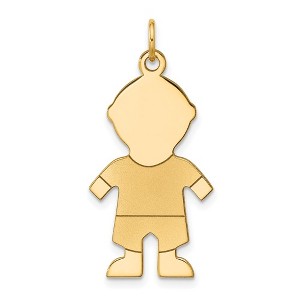 Black Bow Jewelry 14k Yellow Gold Satin Boy Engravable Charm or Pendant, 15mm - 1 of 4