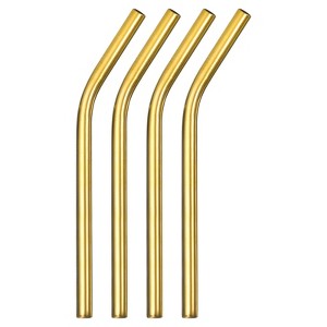 Unique Bargains Stainless Steel Reusable Durable Scratch Resistant Drinking Straw 9.5" Length 4 Pcs - 1 of 4