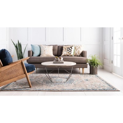 Gray and Beige Synthetic Medallion 8' x 10' Area Rug