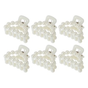 Unique Bargains Women Fashion Pearl Mini Hair Clip Pearl Oval Hairdo Clips 6 Pcs - 1 of 4