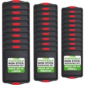 NutriChef NCSBS3SX10 Deluxe Nonstick Bakeware Set with Red Silicone Handles (30 Pieces) - 1 of 4