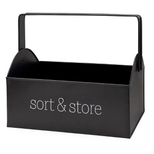 AuldHome Design Enamelware Farmhouse Caddy w/ Handle, Vintage Style Sort and Store Carryall - 1 of 4