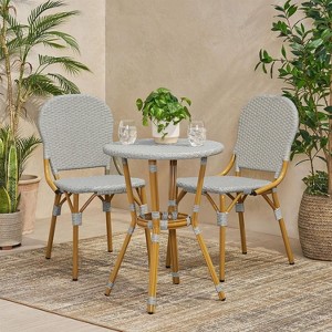 NicBex Outdoor Dining Table Set Bistro Table with Rattan Top & Chairs,Patio Furniture Bistro Set for Garden,Backyard,Poolside - 1 of 4