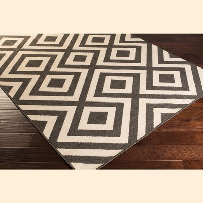 Maya Black and Off-White Geometric Wool Area Rug