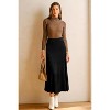 Women's Wool Blend A-Line Long Skirt with Wide Elastic Waistband & Flow Pleats Black - 3 of 4