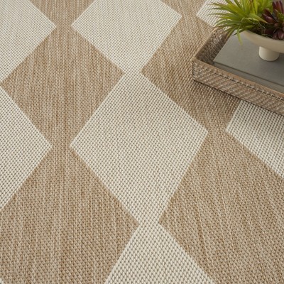 Jute Beige Diamond Pattern Flat Woven Rectangular Rug 4' x 6'