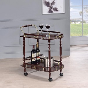 KTMBDW Bar Cart, Home Bar Serving Cart, Small Wine Cart with 2-Tier Shelf, Drink Cart with Wine Rack, Rolling bar carts for Home, Living Room, Brown - 1 of 4