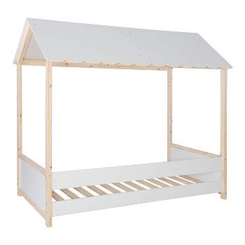 Melbourne Modern White and Natural Solid Wood Finish Kids' Playhouse Bed - Powell