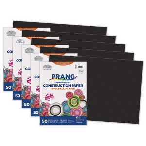 Prang Construction Paper, Medium Weight, Black, 12" x 18", 50 Sheets Per Pack, 5 Packs - 1 of 4