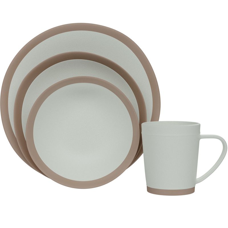 American Atelier 4 Pc Dinnerware Set w/ Terra Cotta Bottom, Dinner Plate, Side Plate, Bowl, and Mug, Setting for 1, Microwave and Dishwasher Safe, 1 of 8