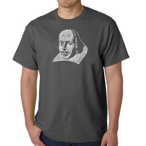 LA Pop Art Men's Word Art T-shirt - THE TITLES OF ALL OF WILLIAM SHAKESPEARE'S COMEDIES & TRAGEDIES - 1 of 4