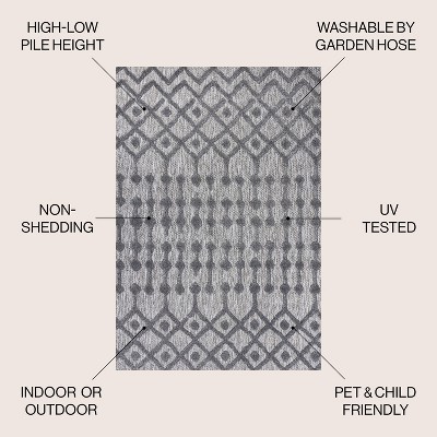 Handmade Reversible Dark Gray Geometric 8' x 10' Synthetic Area Rug