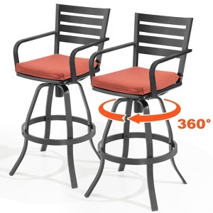 Pellebant 2PC Outdoor Cast Aluminum Swivel Bar Stool with Sunbrella Cushion - 1 of 4