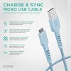 iHome 6ft USB to Micro USB Cable, Charge & Sync, Durable Braided Nylon, Strain Defense Technology, Light Blue - 2 of 4