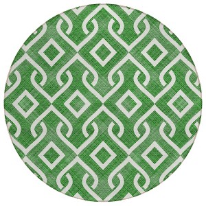 Emerald And Ivory Geometric Washable Indoor Outdoor Area Rug - 1 of 4