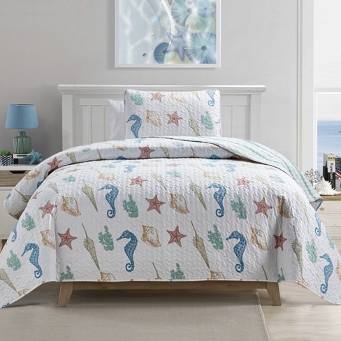 Market & Place Coastal Striped Reversible Quilt Set - image 1 of 4