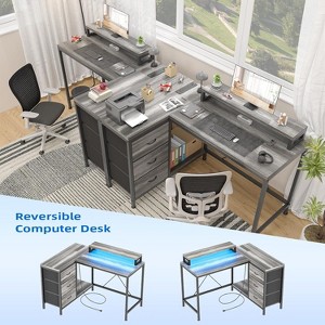 Nasitip 43" L-Shaped Gaming Desk with Drawers and Monitor Stand, Computer Desk with Power Outlets and LED Lights - 1 of 4