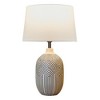 POWLIG 22" Modern Ceramic Table Lamp with Linen Shade - Black & White, LED Lighting for Bedroom or Living Room - 2 of 4