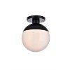 Elegant Lighting Eclipse 1 Light Black Flush Mount With Frosted White Glass - 3 of 4