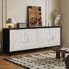 Natural Wood Carved Flower Door Cabinet - 3 of 4