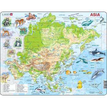 Larsen Puzzles Asia Map with Animals Kids Jigsaw Puzzle - 63pc