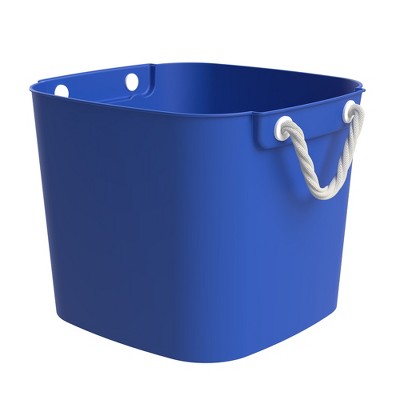 Life Story Flexi Tub, Versatile 42 Quart Storage Tote, Flexible Plastic Home Organizer Lightweight Basket with Carrying Handles, Blue