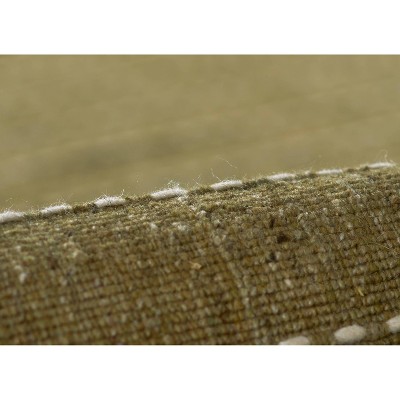 Handmade Green Wool and Synthetic Striped 5' x 8' Rug