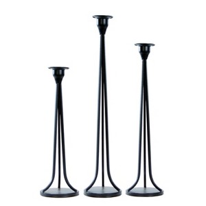 VIP Metal 20 in. Black Candle Holders Set of 3 - 1 of 4