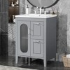 Akoasm 24 in. W Sink Bathroom Vanity Cabinet with Two Drawers, Door and Adjustable Shelf-Grey - 4 of 4