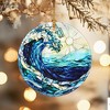 Christmas Ornaments, Dodosky 2.9in Ceramic Ocean Waves Ornament, Xmas Decor - 3 of 4
