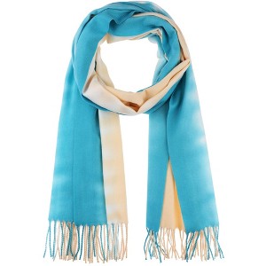 INSPIRE CHIC Women's Contrast Color Imitation Cashmere Ombre Fringe Soft Winter Warm Scarves 1Pc - 1 of 4