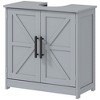 HOMCOM Farmhouse Pedestal Sink Storage Cabinet, Freestanding Bathroom Sink Cabinet with 2 Barn Doors and Adjustable Shelf, Dark Gray - 4 of 4