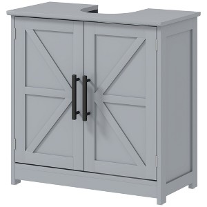 Racxily Pedestal Sink Storage Cabinet, 2 Barn Door Bathroom Vanity with Adjustable Shelf - 1 of 4
