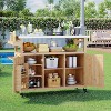 Outdoor Grill Cart with Stainless Steel Top, Mobile Kitchen Island with Storage Cabinet, Spice Rack & Wheels for BBQ Patio - 2 of 4