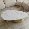 PAGED Modern Coffee Table Stone Tabletop End Table with Stainless Steel Base for Living Room, Office - 3 of 4