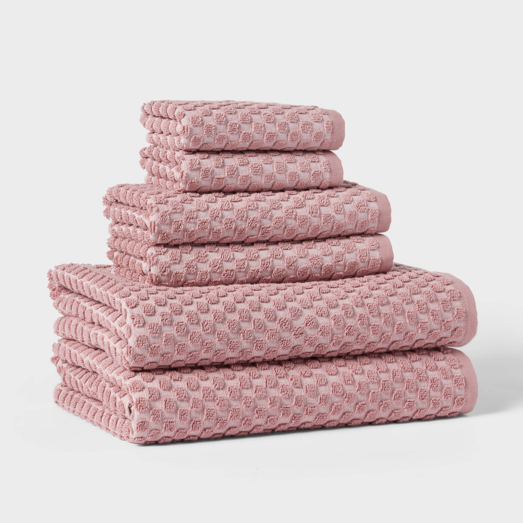 6pc Performance Plus Textured Dot Bath Towel Set Mauve - Threshold™