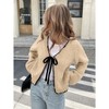 Women's Casual Knit Cardigan Front Tie Bell Long Sleeves Open Front Lightweight Sweater Cardigan - 2 of 4