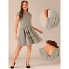 Allegra K Women's Plaid Round Neck Cap Sleeve A-Line Vintage Pleated Dresses - 2 of 4