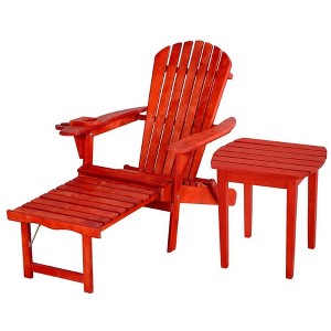 Jiallo Oceanic Collection Adirondack Chaise Lounge Chair Foldable, cup and glass holder, built in ottoman, Set of 1 Lounge chair and 1 end table - 1 of 4