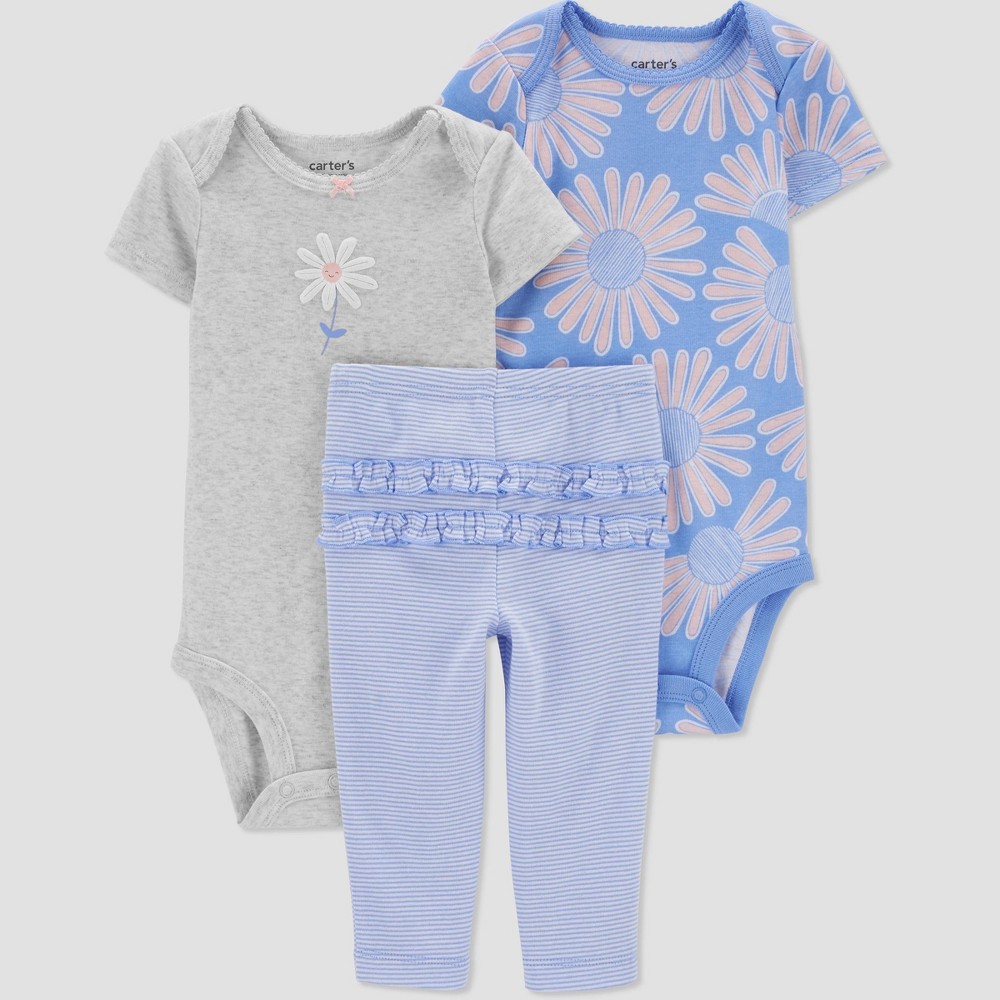 Carter's Just One You® Baby Girls' Daisy Top & Bottom Set - Blue 3M