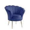 HOMLUX Angelina Velvet Scalloped Back Barrel Accent Chair with Metal Legs - 2 of 4