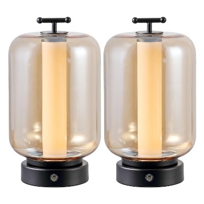JONATHAN Y Milou Vintage Glam Lantern Rechargeable/Cordless Dimmable Integrated LED Table Lamp with Touch Sensor