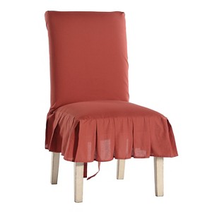 Red Cotton Duck Pleated Dining Chair Slipcover