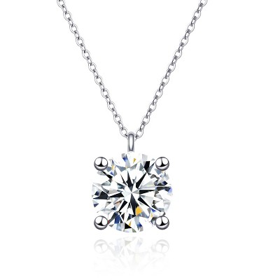 Molenia Moissanite Necklace for Women, 1 CT D Color VVS1 Lab Diamond Pendant, 18K White Gold Plated 925 Sterling Silver, Hypoallergenic Jewelry