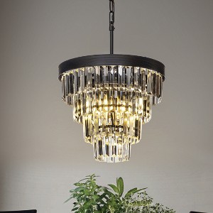 ALOADECOR 3-Light 13" Glam Tierd Chandelier With Crystal Accents - 1 of 4